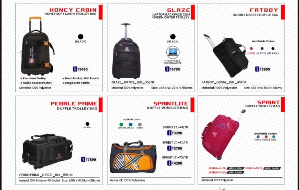 Honey Soft and Duffle and laptop Trolley Bag 